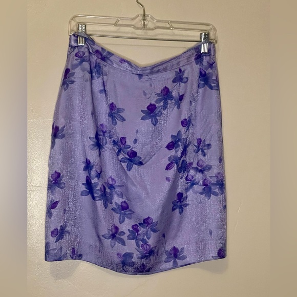 VTG Purple Silk Floral Mini Skirt size Medium - Picture 8 of 9